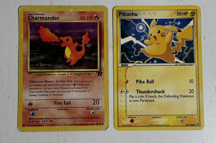 Pokemonkort  Pikachu 2005 och Charmander år 2000 2 st 