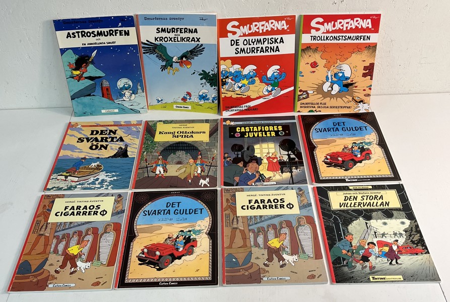 Seriemagasin TinTin 8 st, Smurfarna 4 st 