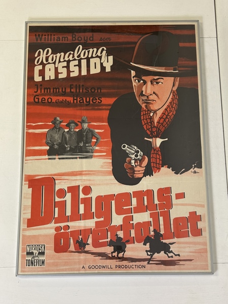 Bioaffisch Hopalong Cassidy 1936, inramad 