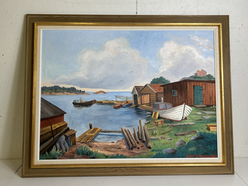 Olja på pannå, signerad Einar Eriksson, 1965