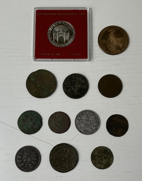 Äldre mynt, koppar och silver bla ¼ öre 1659 Karl X 