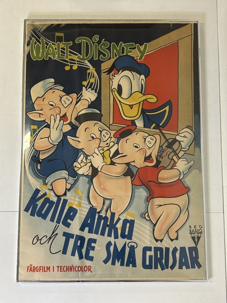 Bioaffisch Walt Disney Kalle Anka och tre små grisar, 1940 tal