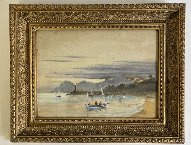 Tavla akvarell, 1800 tal, från Cannnes 