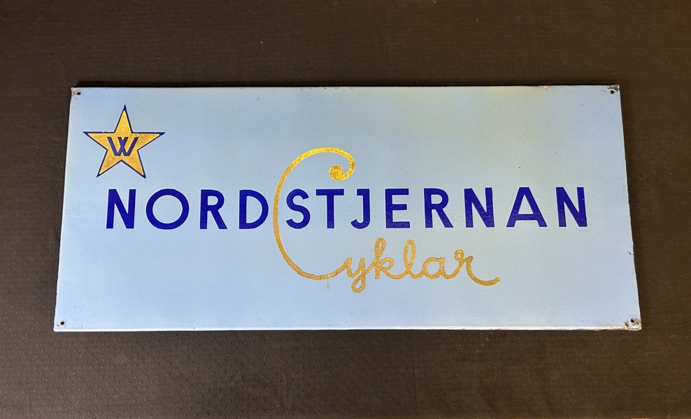 Äldre emaljskylt Nordstjernan Cyklar