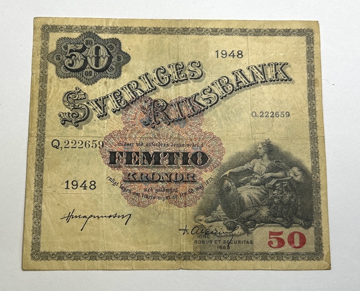 SVERIGE, 50 kr sedel 1948