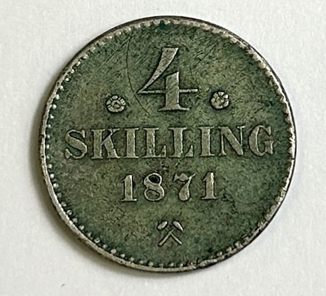 NORGE 4 Skilling 1871 Karl XV