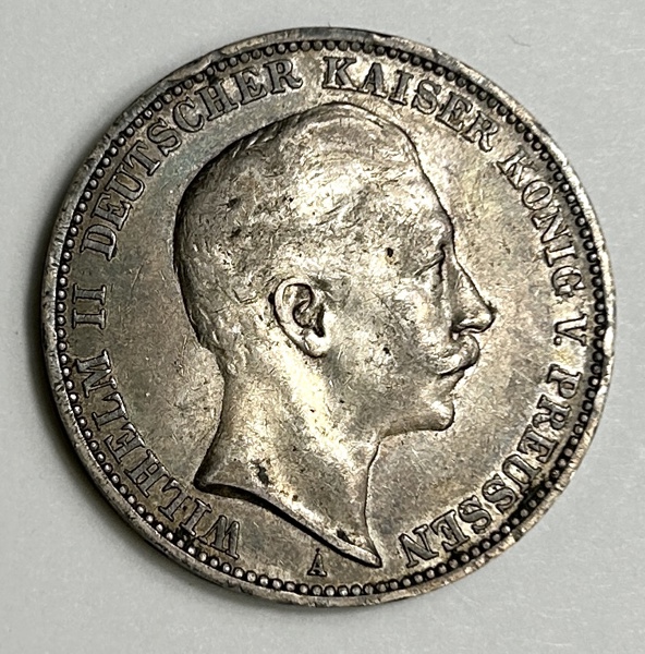 Tyskland 3 Mark 1912 Wilhelm II Silvermynt