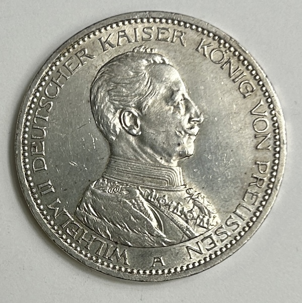 Tyskland 5 mark 1914 Wilhelm II Silvermynt