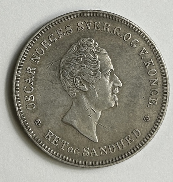 Norge 1/2 Riksdaler 1849 Oscar I Silvermynt 