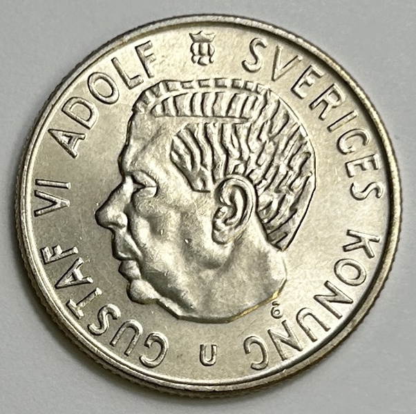Sverige Gustav VI Adolf 2Kr 1965  Silver