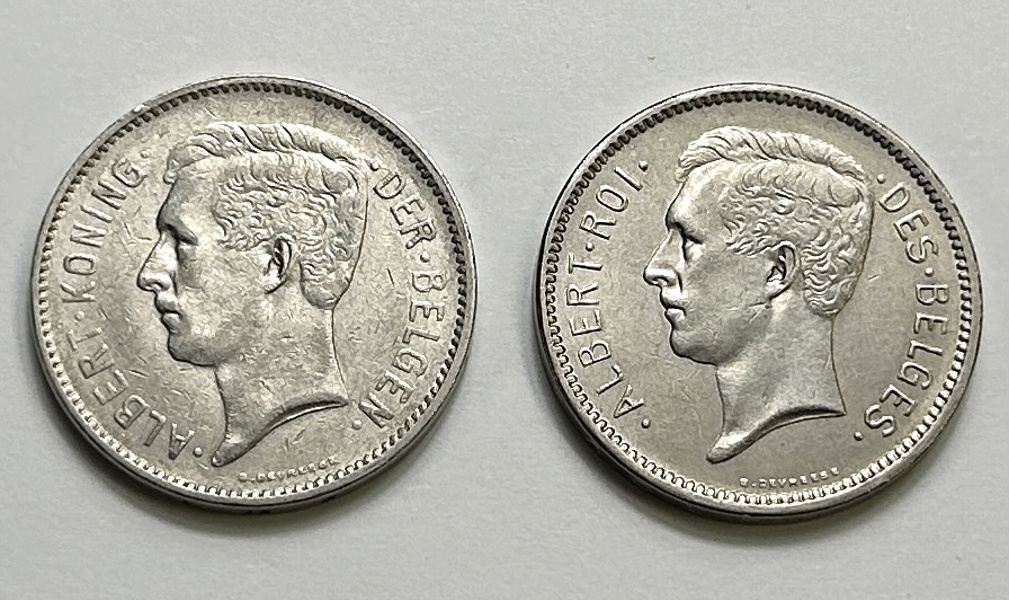 Belgien 2st 5 Francs 1930,1933 Albert Silver