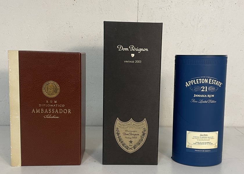 Presentboxar: Dom Perignon, Diplomatico, Appleton Estate