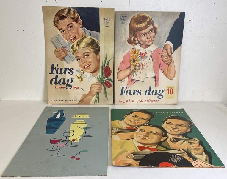 .4st äldre Pappreklamskyltar