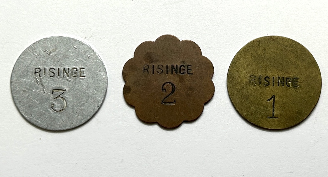 Sverige 3st Poletter/Tokens Risinge Gård Gimo 1,2,3 Liter