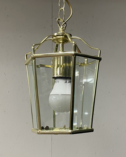 Taklampa mässing/glas 