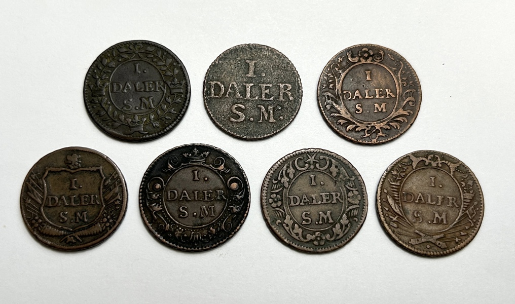 Sverige Karl XII "Nödmynt" 7st