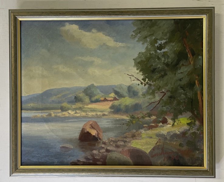 Olja på duk otydlig signatur 
