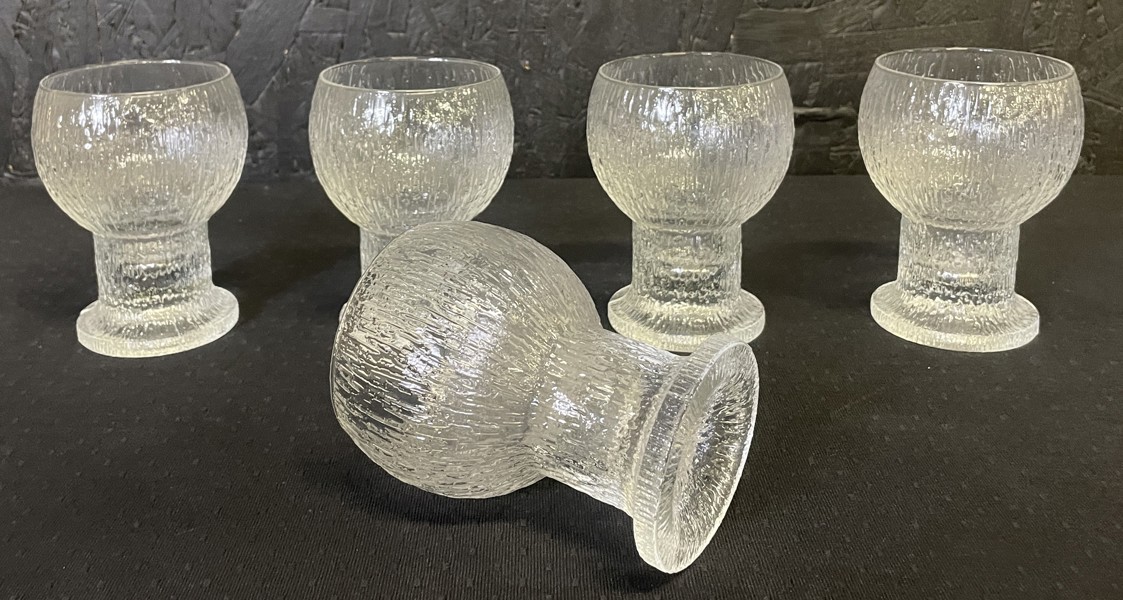 5 st Timo Sarpaneva Ölglas, 5 st, "Kekkerit" Iittala.