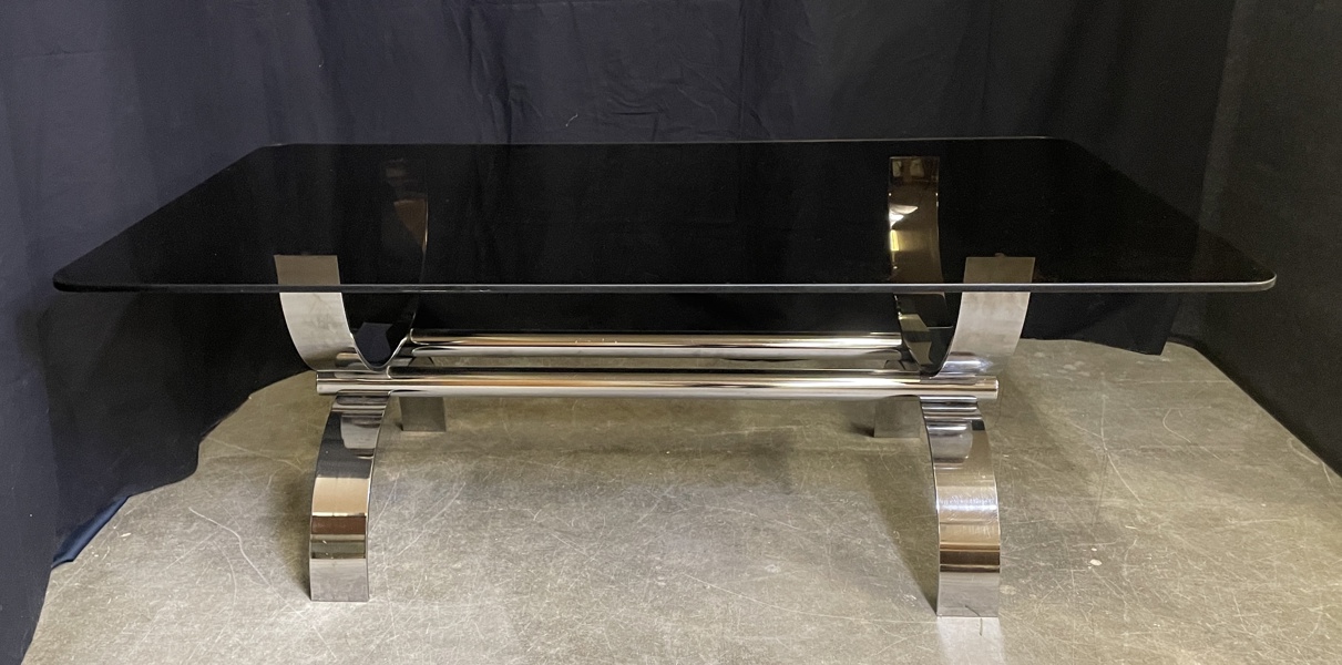 Soffbord i metall och glas, 70/80 tal
