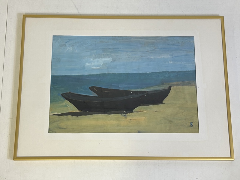 Georg Källkvist akvarell ”Svarta båtar” 
