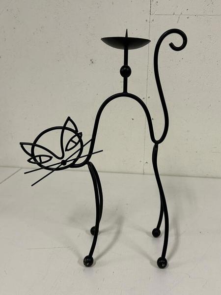 Ljusstake katt stringmodell, Gunnar Ander Ystad i metall, höjd 46 cm