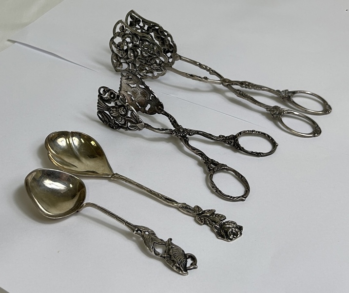Silverbestick, bl a kaktänger, 830/1000 silver
