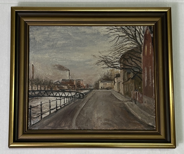Sven Stålberg "Västra Ågatan, Upsala söderut" Olja på duk.
