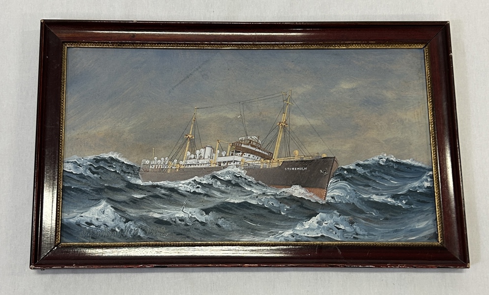 Olaf Gulbrandsen "Sture Holm" olja på pannå, 