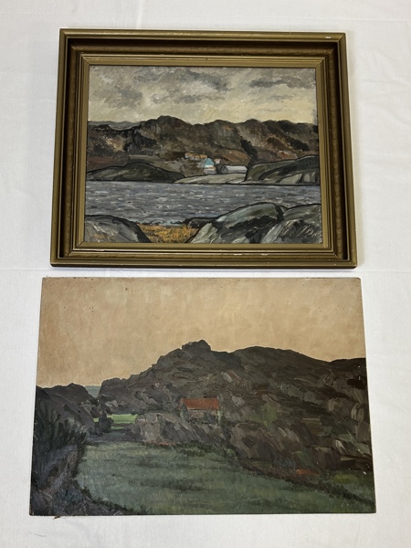 H. Rydberg. Olja på pannå, Motiv från västkusten, 2 st, signerad.