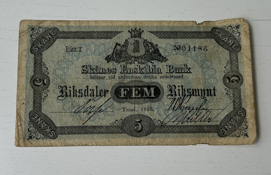 Skånes enskilda bank, 5 riksdaler riksmynt 1866