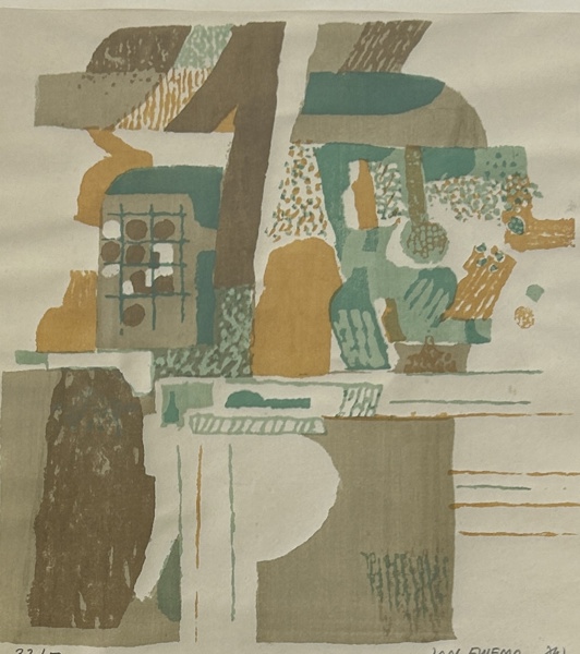 Jan Ewemo. Färglitografi, "Florae tempel", 32/50.