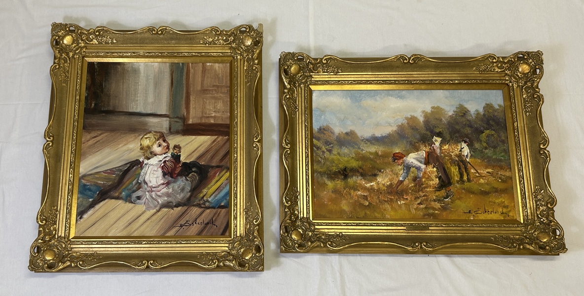 Bert Österlund. Olja på pannå, 2 st, signerade.