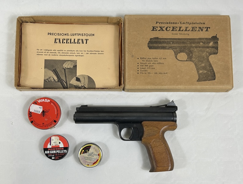 Luftpistol, "Excellent", Sverige, 1950-tal, originallåda.