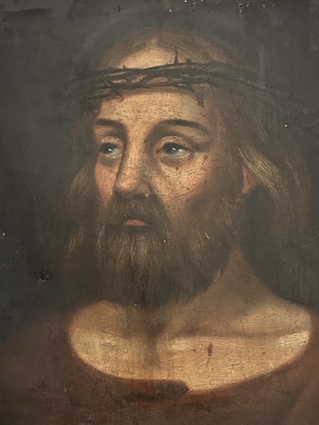Olja på duk, "Jesus med törnekronan" troligen 16/1700-tal. Okänd konstnär.