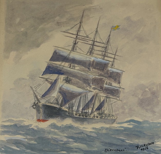 Fredrik Wilhelm Kylberg. "Beatrice" Akvarell, signerad och daterad 1952.